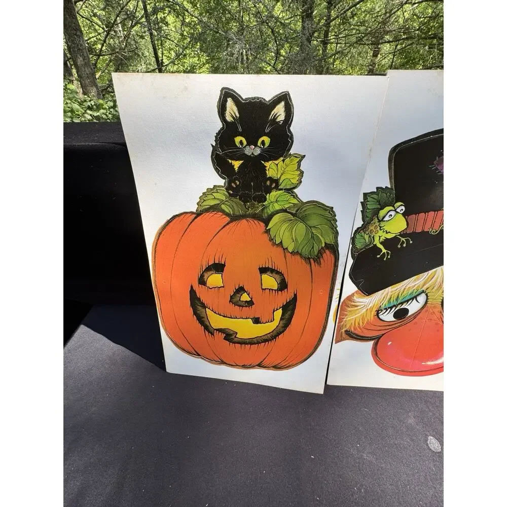 2 Vintage Halloween Masks Hallmark Paper Percy Pumpkin & Gus Goblin Unused!